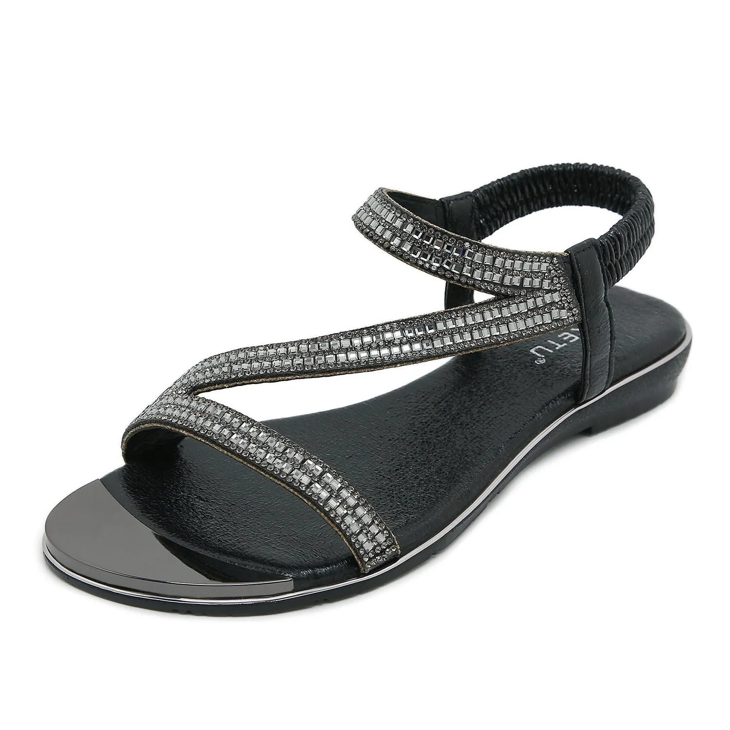 Nanccy Comfortable Flat Bottom Rhinestone Sandals