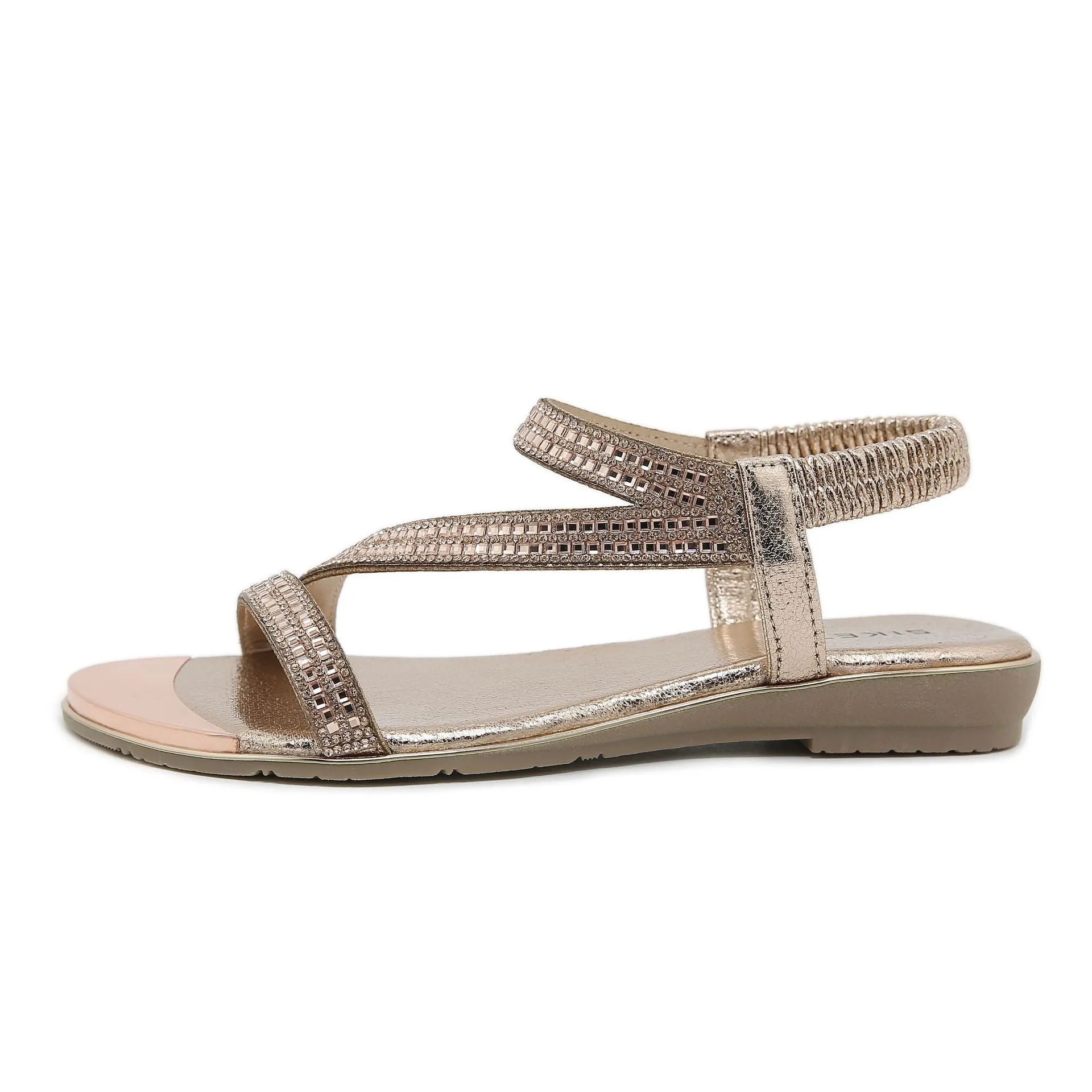 Nanccy Comfortable Flat Bottom Rhinestone Sandals