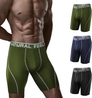 Natural Feelings Mens Underwear Boxer Briefs Long Leg 9 Inch Performance Boxer Briefs for Men