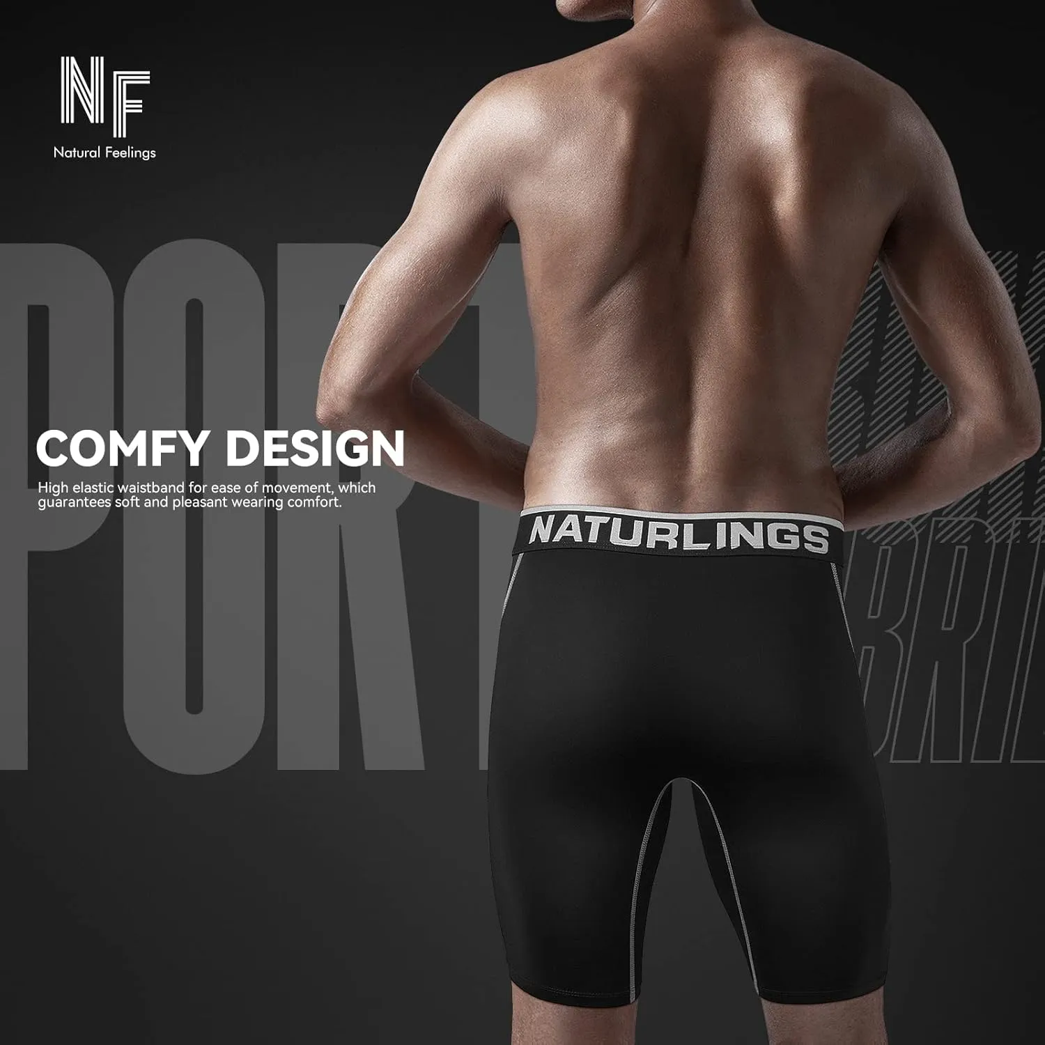 Natural Feelings Mens Underwear Boxer Briefs Long Leg 9 Inch Performance Boxer Briefs for Men