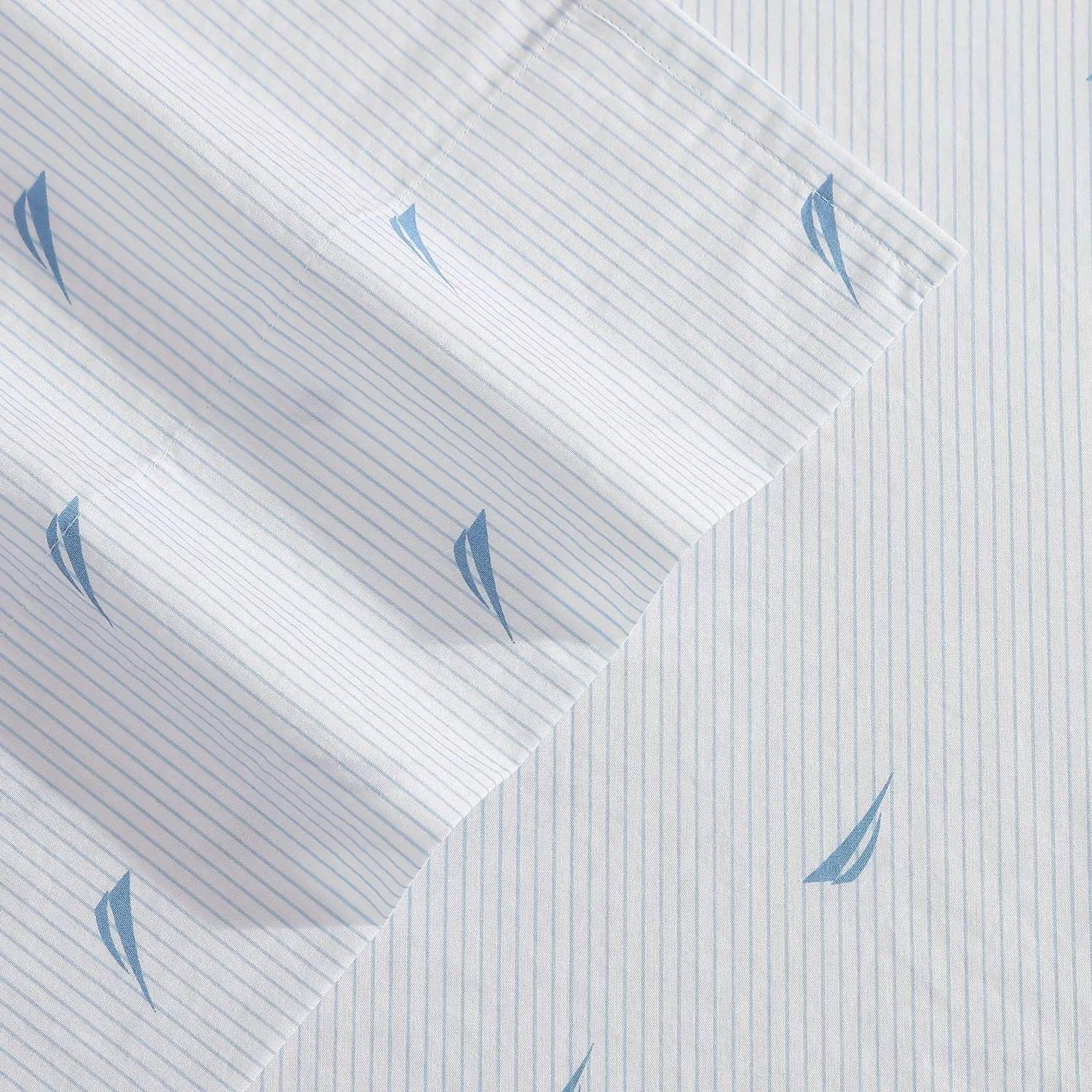 Nautica - Full Sheets, Cotton Percale Bedding Set, Casual Home Decor (Boat Stripe Pale Blue, Full)