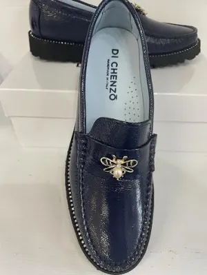NAVY PATENT BEE LOAFER 9360 BY DI CHENZO