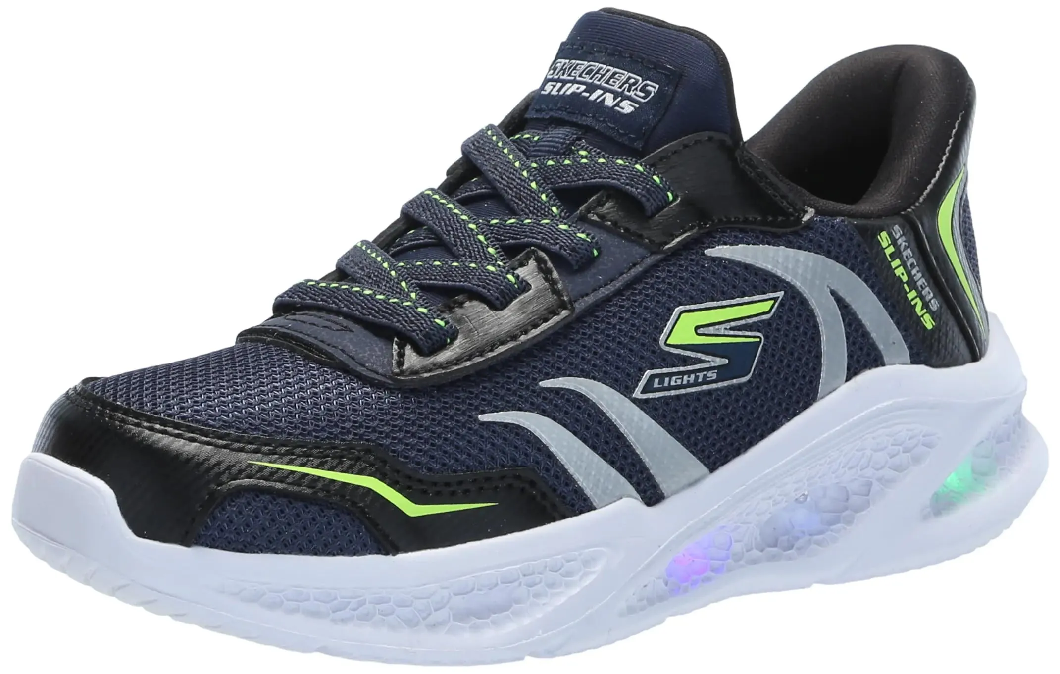 Navy/Black Sneaker Little Boys Skechers Meteor-Lights-Brisk 12.5 Durable Kid Discounted