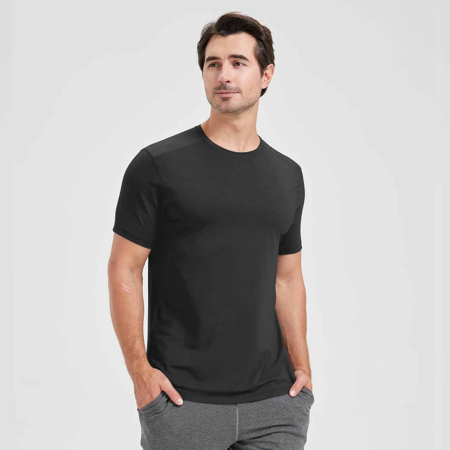 netdraw Men's Bamboo Viscose Athletic Shirt Lightwieht Cooling Moisture Wicking Workout Running Hiking Fitness T-Shirt