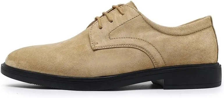 New Dress Oxford Shoes for Men Lace Up Round Toe Suede Leather Derby Shoes Low Top Block Heel Rubber Sole Anti-Slip Slip Resistant Classic