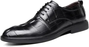 New Dress Shoes for Men Lace Up Round Toe Genuine Leather Solid Color Derby Shoes Non Slip Anti-slip Slip Resistant Block Heel Rubber Sole Business