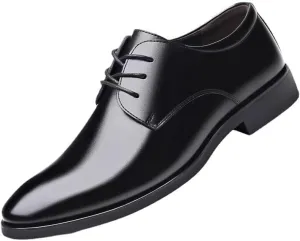New Formal Dress Shoes for Men Lace Up Round Toe Solid Color Vegan Leather Derby Shoes Slip Resistant Anti-Slip Low Top Party