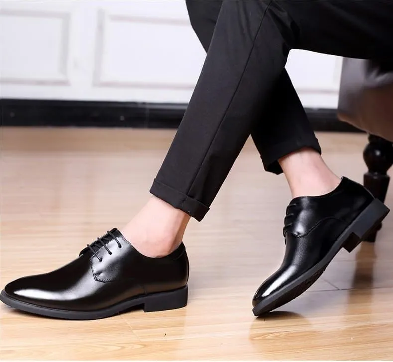 New Formal Dress Shoes for Men Lace Up Round Toe Solid Color Vegan Leather Derby Shoes Slip Resistant Anti-Slip Low Top Party