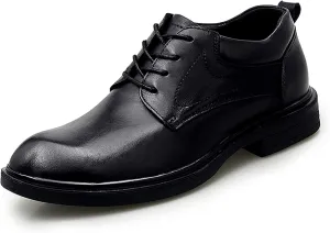 New Formal Shoes for Men Lace Up Crocodile Embossed Round Toe Derby Shoes Leather Rubber Sole Slip Resistant Low Top Block Heel Wedding