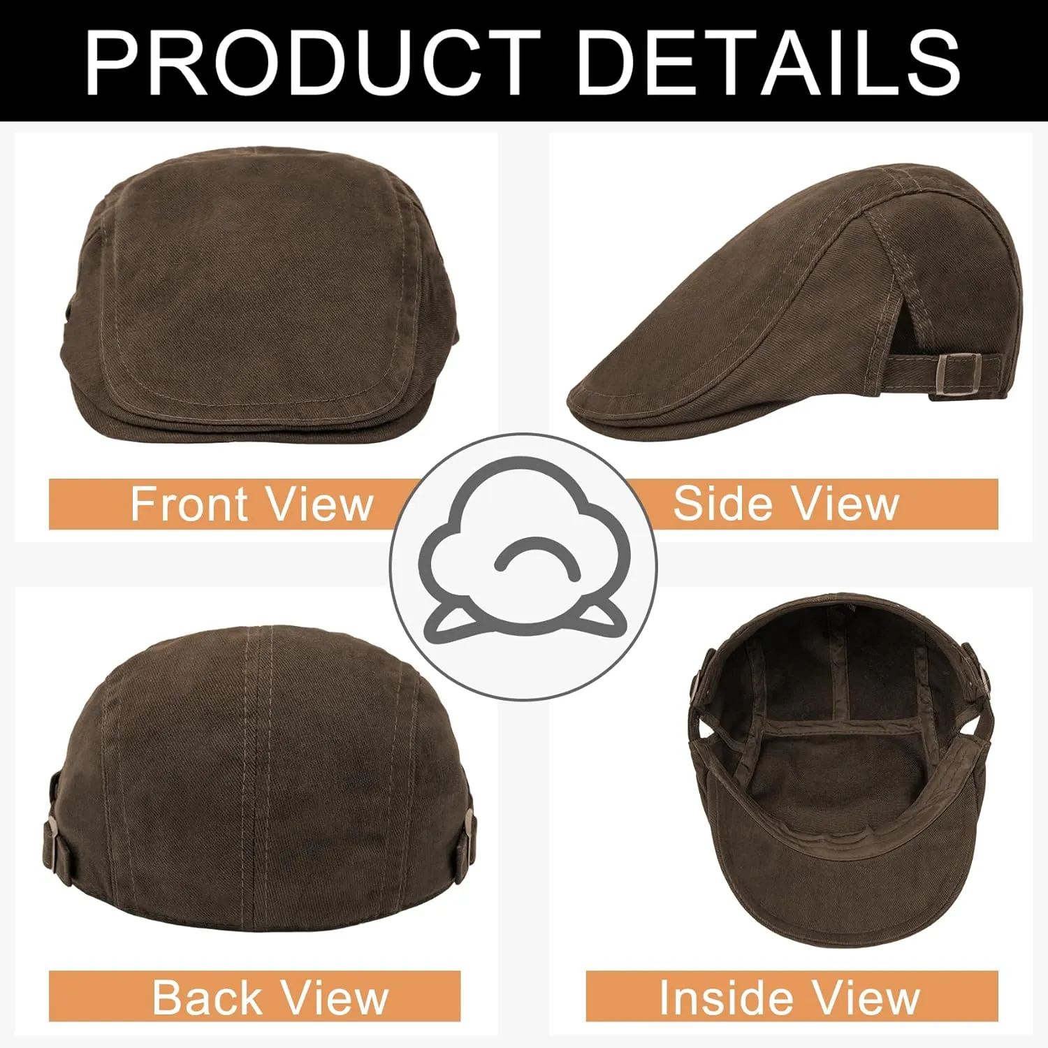Newsboy Cap for Men Flat Hats Adjustable Breathable Irish Caps Cabbie Ivy Driving Hunting Sport Golf Outdoor