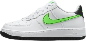 Nike Air Force 1 Big Kids' Shoes (FV5948-106, White/Black/Green Strike) Size 1