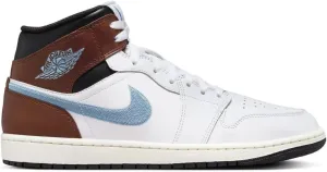 NIKE Air Jordan 1 Mid SE Men's Shoes (FQ7831-142, White/Black/Sail/Blue Grey) Size 11.5