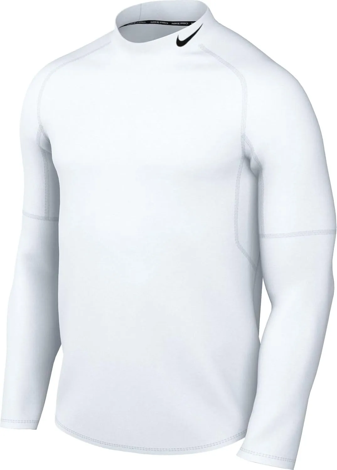 Nike Pro Men's Dri-FIT Fitness Mock-Neck Long-Sleeve Top (White/Black, FB7908-100) Size X-Large
