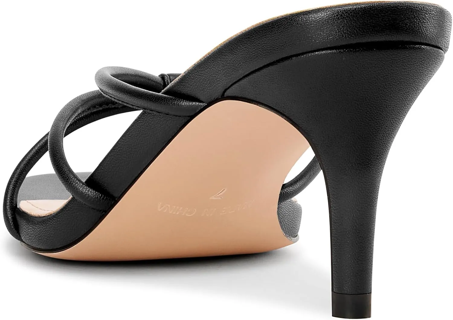 NobleOnly Womens Strappy Kitten Heels Square Open Toe Thong Heels Flip Flop Heels Dress Prom Slip-on Mule Heels 2.6 Inches Heels