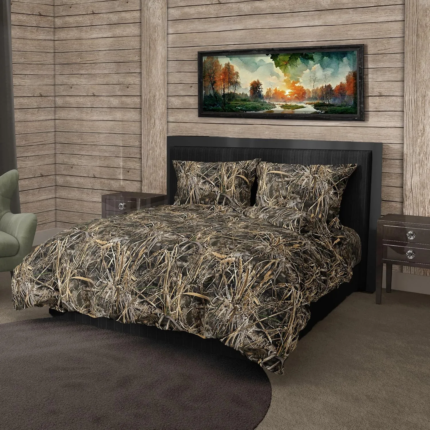 Northwest Realtree Queen Bed in a Bag Set, 1 Comforter, 1 Fitted Sheet, 1 Flat Sheet, 2 Pillowcases, All Seasons, Camo Bedding, MAX 7