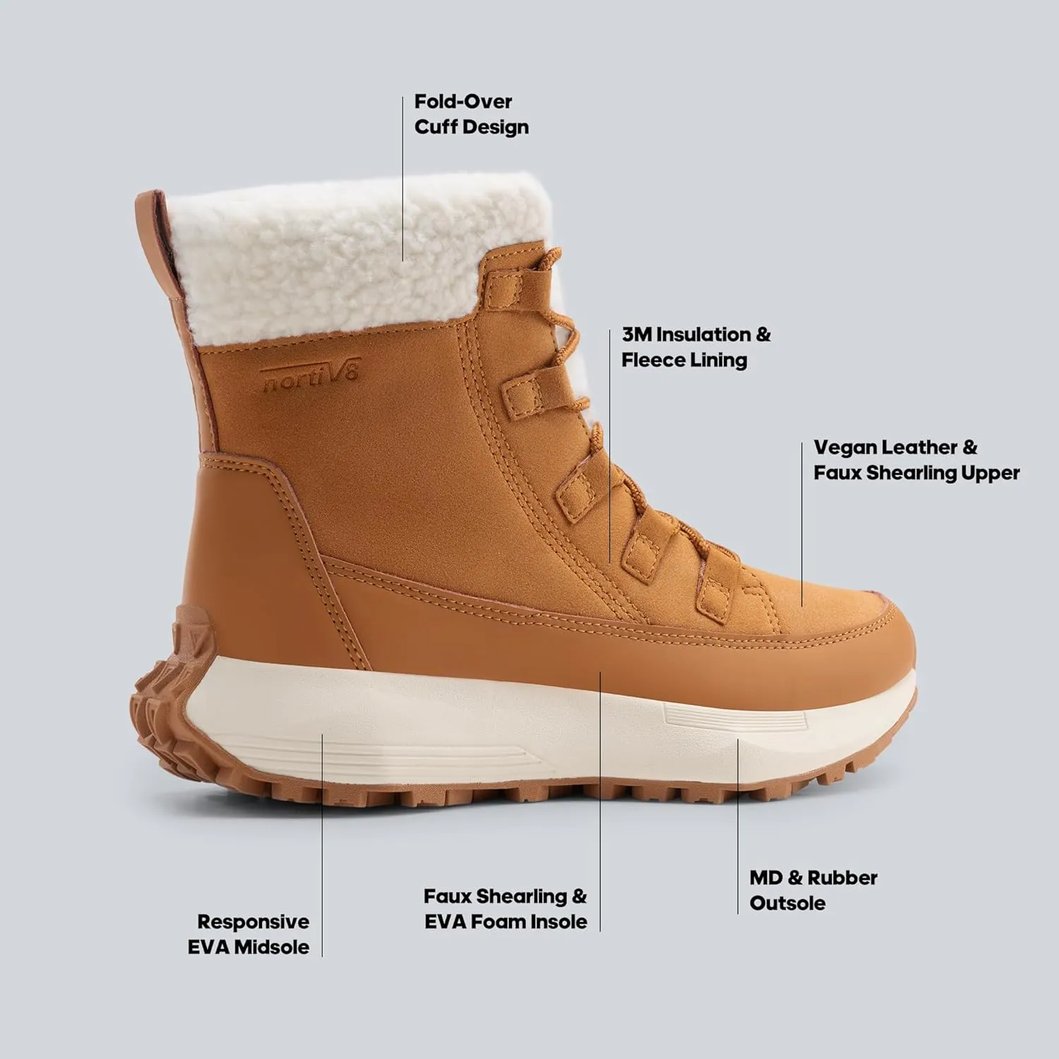 NORTIV 8 Women's Winter Boots Ankle Waterproof Lightweight Snow Sneaker Boots