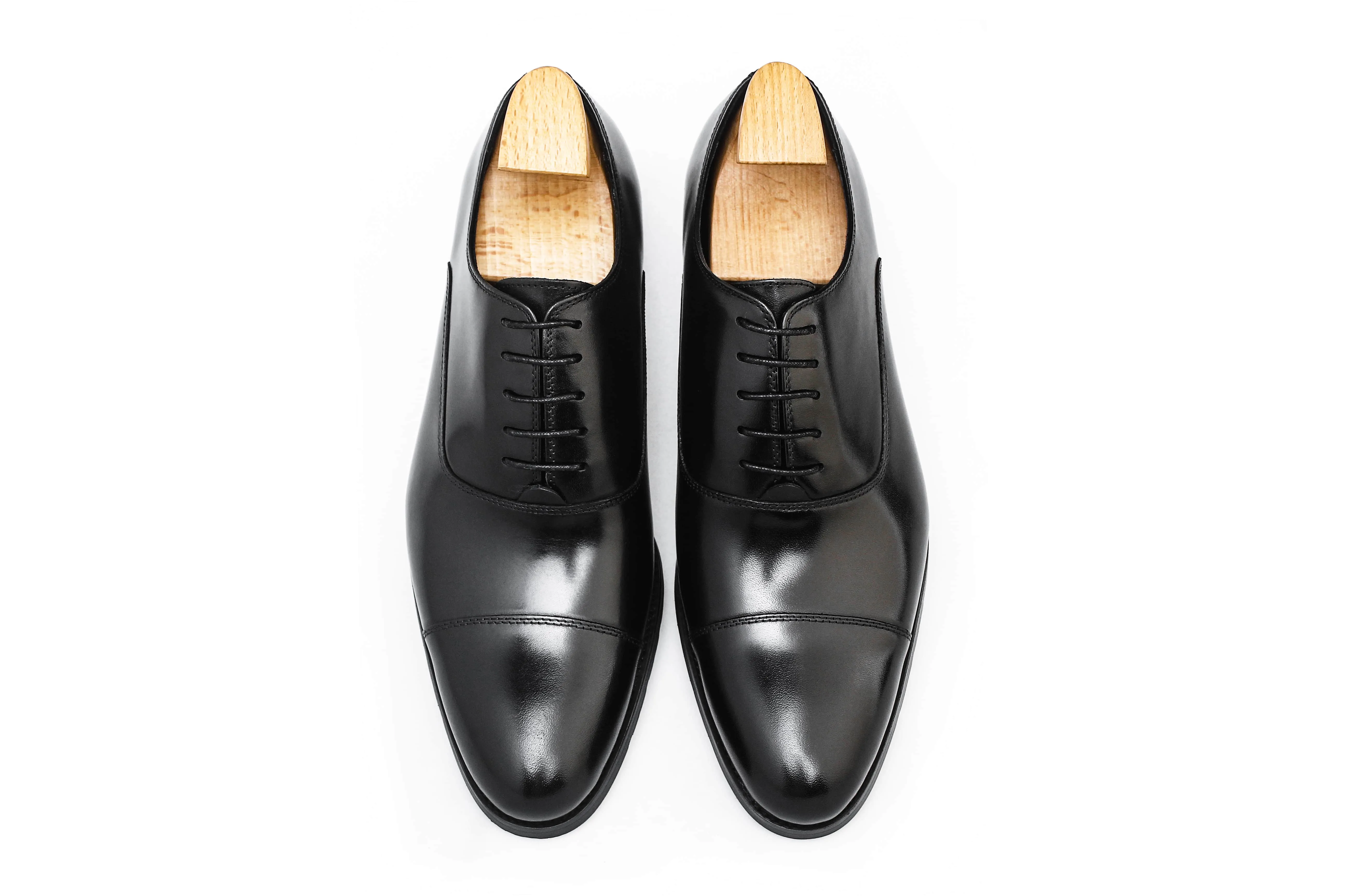 Obsidian Crest Black Cap-Toe Oxfords