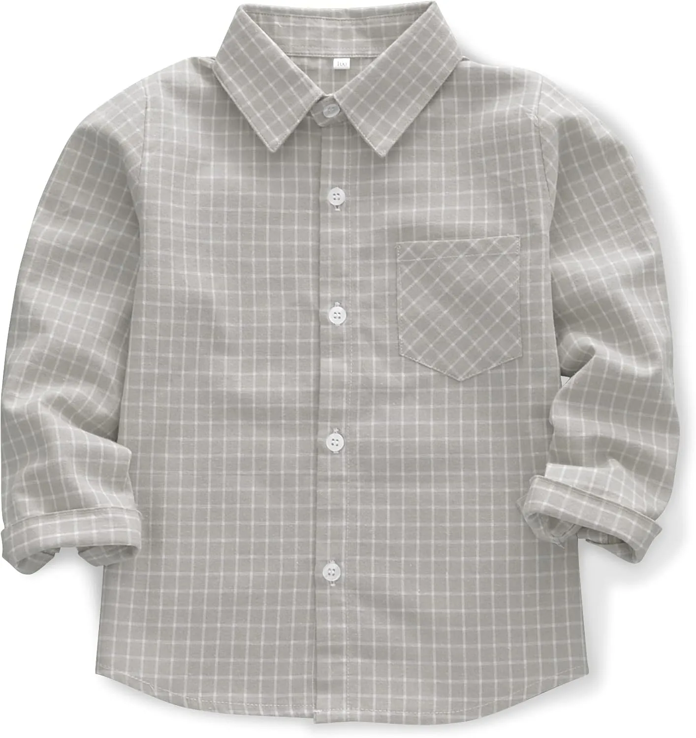 OCHENTA Little Big Boys' & Men's Long Sleeve Button Down Oxford Casual Dress Shirt
