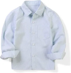 OCHENTA Little Big Boys' & Men's Long Sleeve Button Down Oxford Casual Dress Shirt