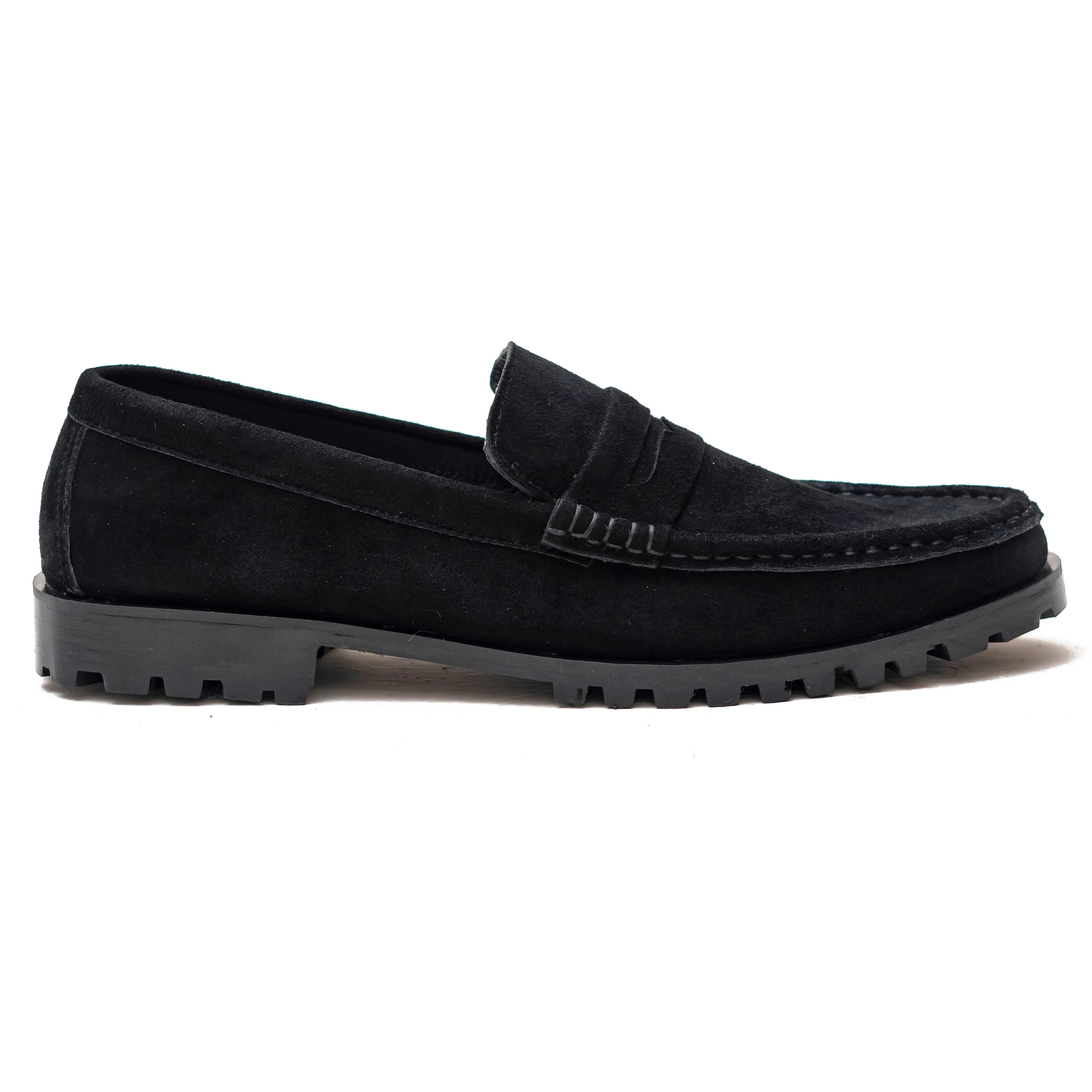 OK-3016 Sleek Black Chunky Suede Loafer