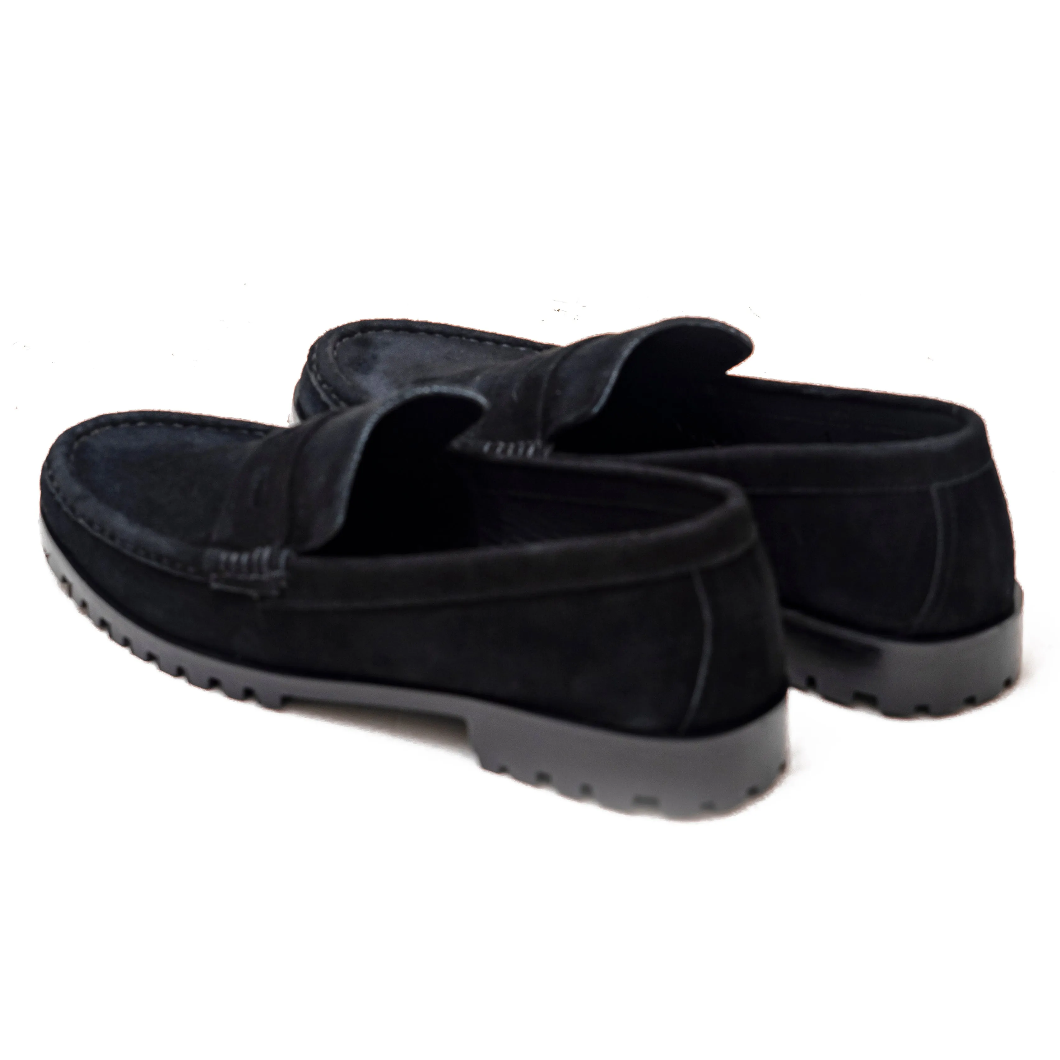 OK-3016 Sleek Black Chunky Suede Loafer