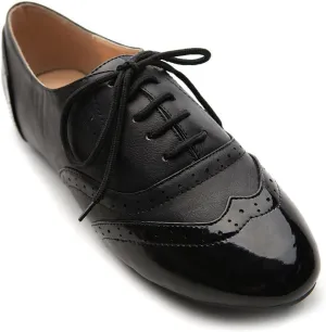 Ollio Women's Shoe Classic Lace Up Dress Low Flat Heel Oxford