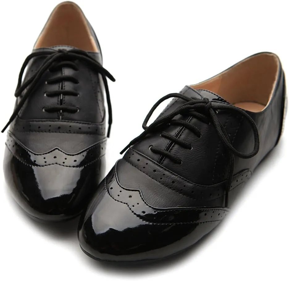 Ollio Women's Shoe Classic Lace Up Dress Low Flat Heel Oxford