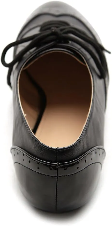 Ollio Women's Shoe Classic Lace Up Dress Low Flat Heel Oxford