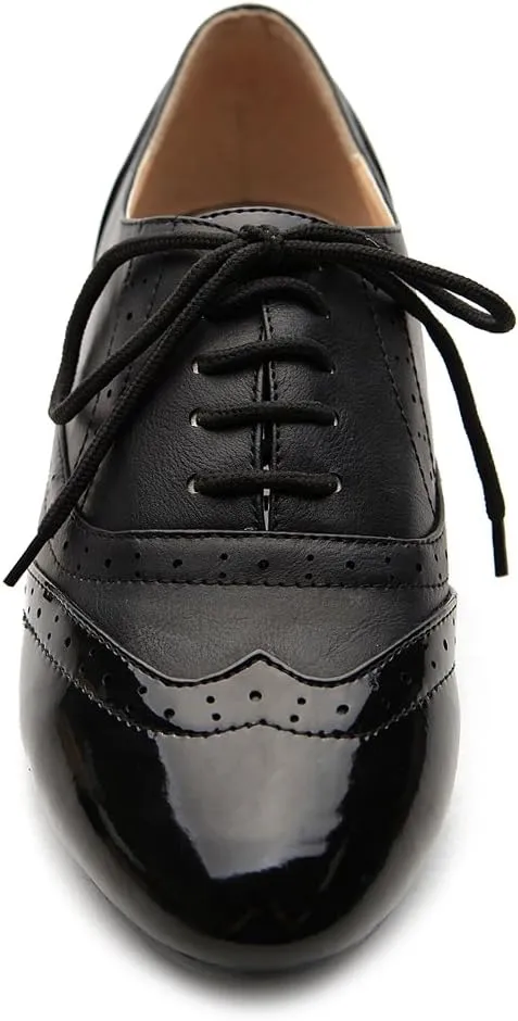 Ollio Women's Shoe Classic Lace Up Dress Low Flat Heel Oxford