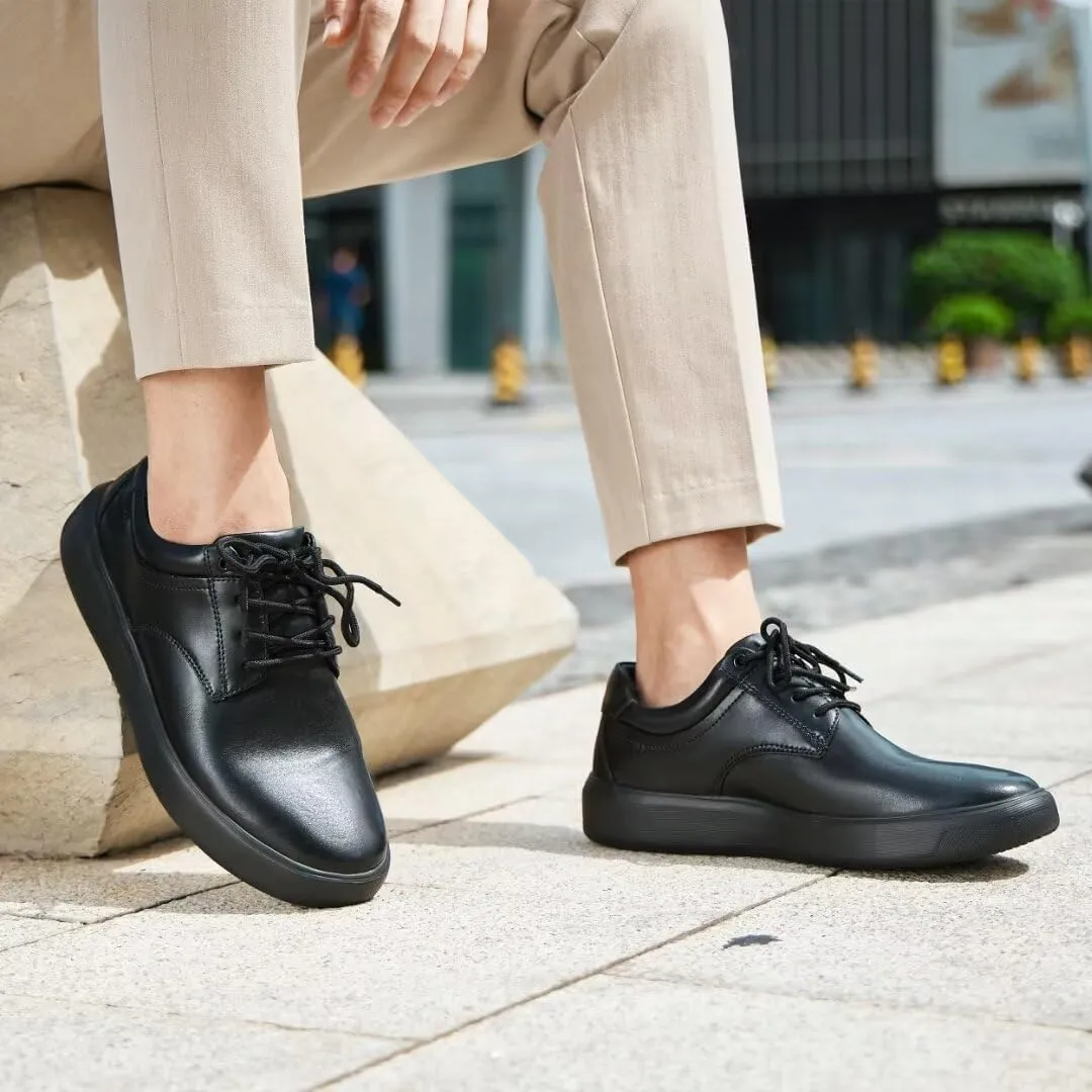 OrthoComfoot Men's Orthopedic Leather Dress Walking Shoes: Comfortable Plantar Fasciitis Sneakers with Arch Support for, Orthotic Casual Business Work Shoes for Foot and Heel Pain Relief