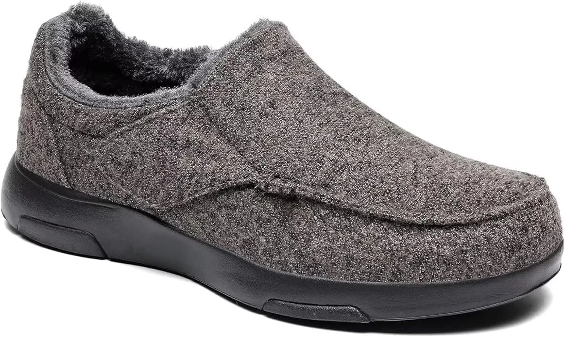 OrthoComfoot Mens Orthopedic Slippers Shoes with Arch Support: Plantar Fasciitis House Slip On Loafers, Comfortable Moccasin Mule Clogs for Indoor Outdoor