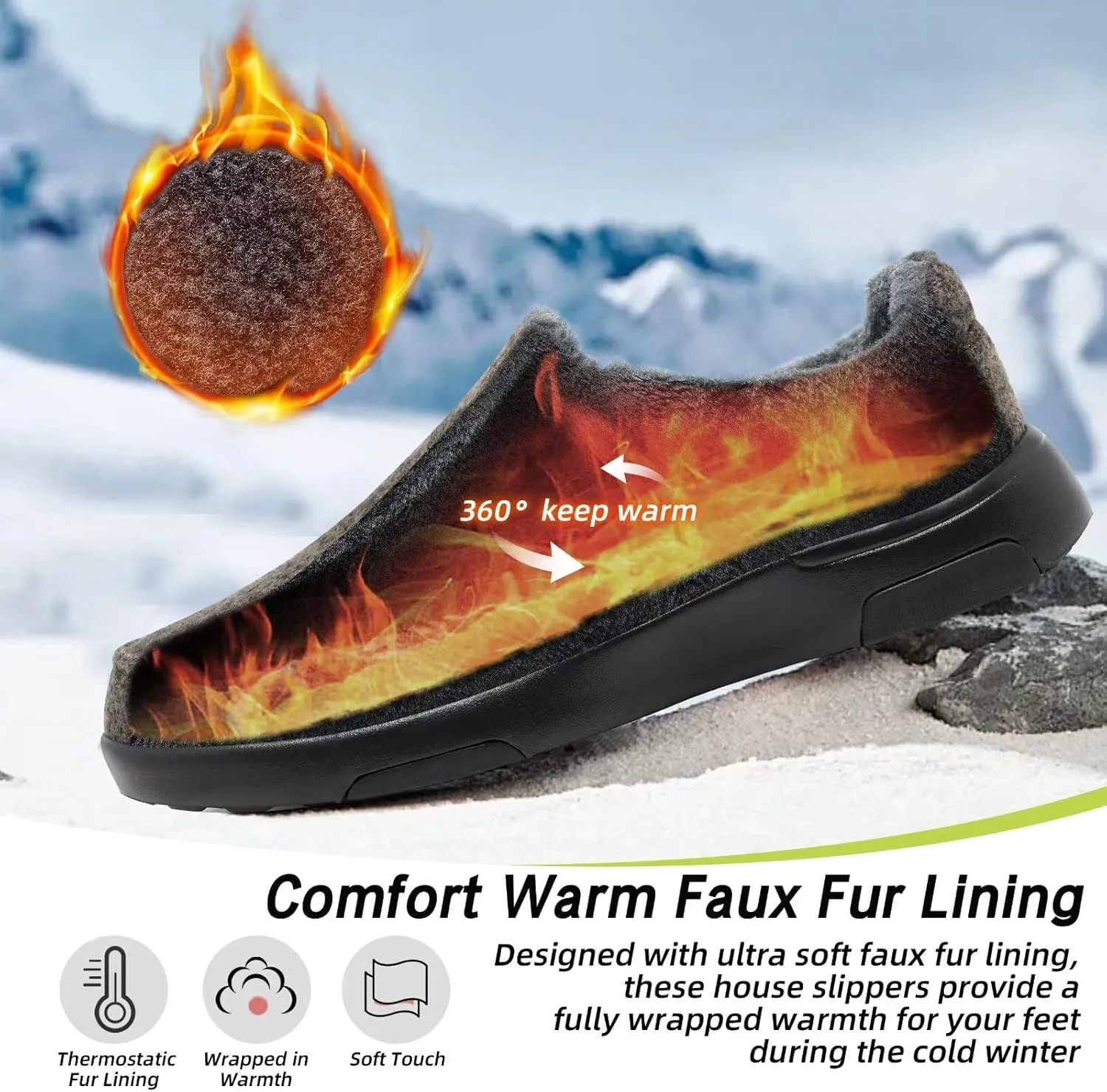 OrthoComfoot Mens Orthopedic Slippers Shoes with Arch Support: Plantar Fasciitis House Slip On Loafers, Comfortable Moccasin Mule Clogs for Indoor Outdoor