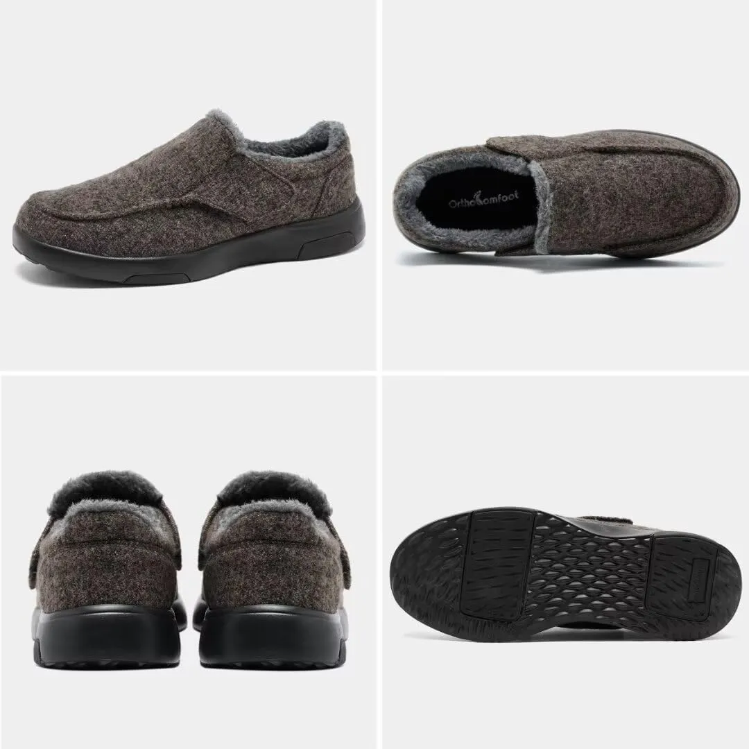 OrthoComfoot Mens Orthopedic Slippers Shoes with Arch Support: Plantar Fasciitis House Slip On Loafers, Comfortable Moccasin Mule Clogs for Indoor Outdoor