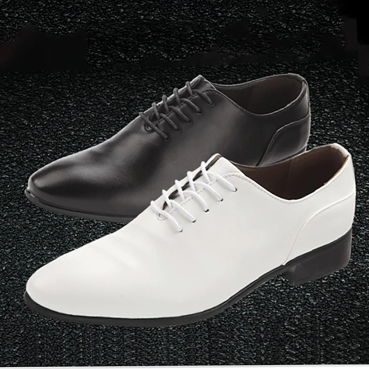 Orthopedic Leather Shoes for Men Solid Color Pointed Toe Shoes Lace Up Business Cowhide Shoes for Men