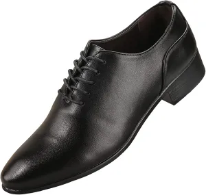 Orthopedic Leather Shoes for Men Solid Color Pointed Toe Shoes Lace Up Business Cowhide Shoes for Men