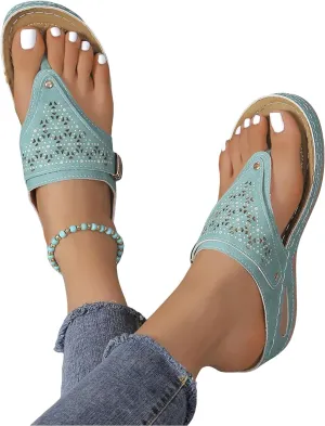 Orthopedic Sandals for Women Summer Dressy Comfortable Shoes Arch Support Wedge Non Slip Flip Flops 2025