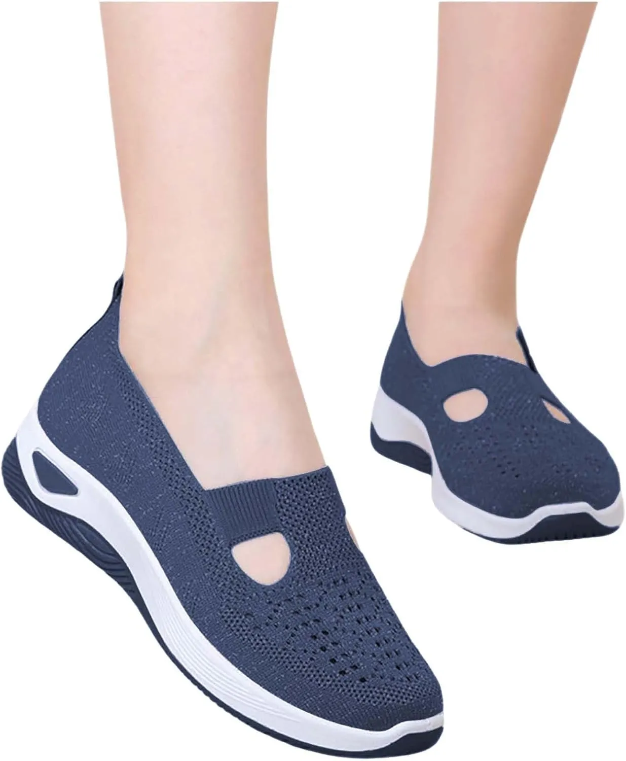 Orthopedic Shoes for Women Mesh Walking Shoes Breathable Non-Slip Slip On Loafers Lightweight Memory Foam Flat Sneakers