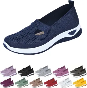 Orthopedic Shoes for Women Mesh Walking Shoes Breathable Non-Slip Slip On Loafers Lightweight Memory Foam Flat Sneakers