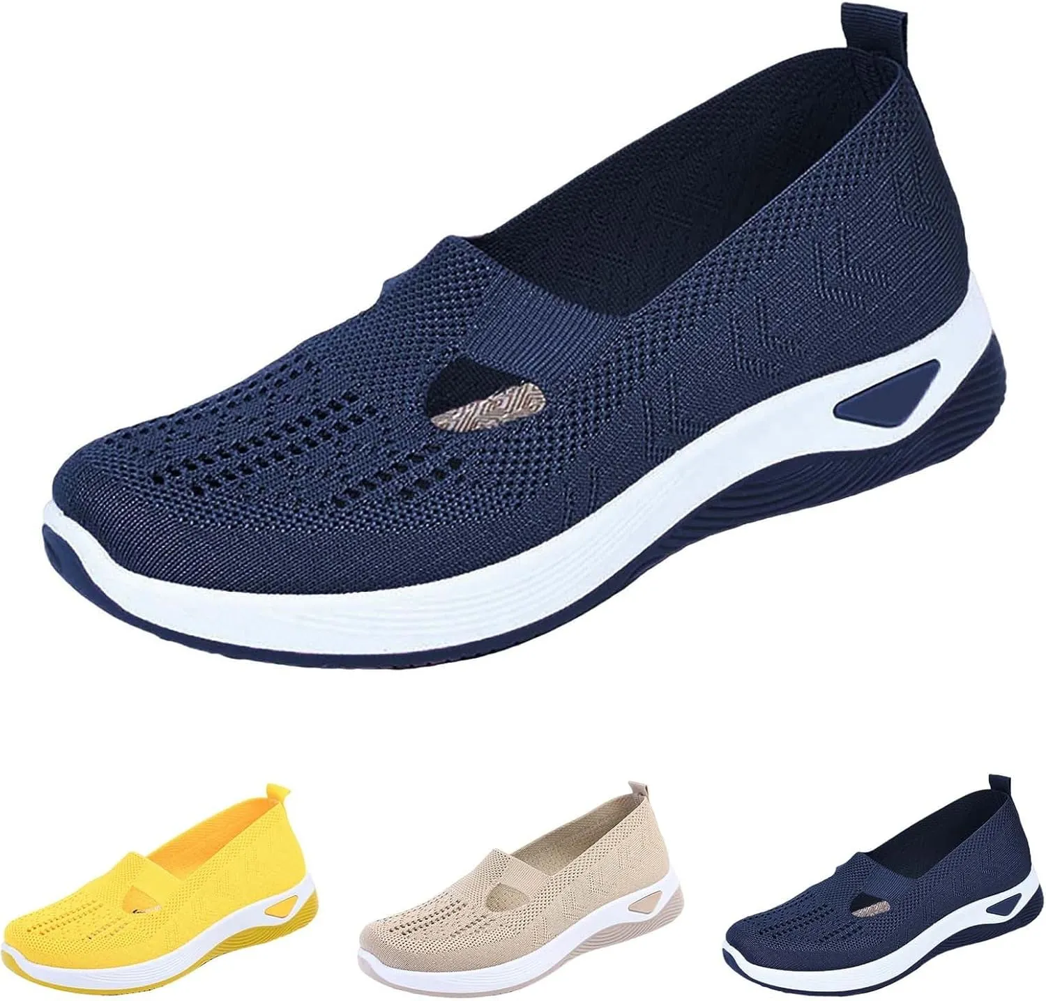 Orthopedic Shoes for Women Mesh Walking Shoes Breathable Non-Slip Slip On Loafers Lightweight Memory Foam Flat Sneakers