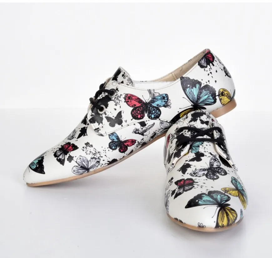 Oxford Cats Pattern Daily Print Women Leather - Many Styles & Colours - Summer Breathable Flats Shoes Mesh New Season 2021 Fashion Lace-up.
