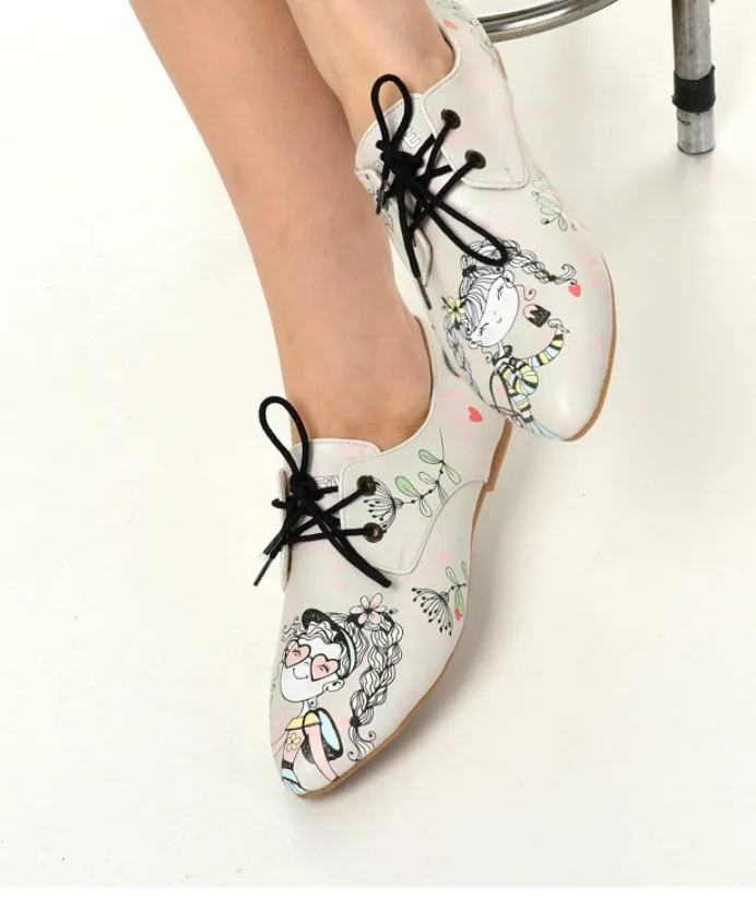 Oxford Cats Pattern Daily Print Women Leather - Many Styles & Colours - Summer Breathable Flats Shoes Mesh New Season 2021 Fashion Lace-up.