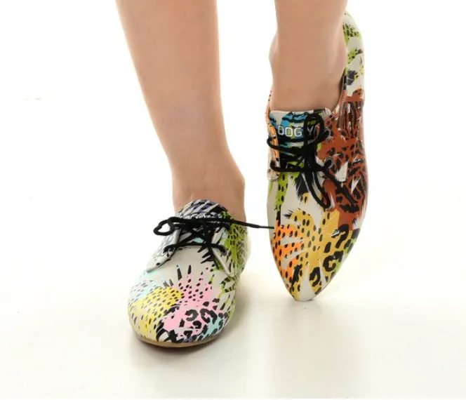 Oxford Cats Pattern Daily Print Women Leather - Many Styles & Colours - Summer Breathable Flats Shoes Mesh New Season 2021 Fashion Lace-up.