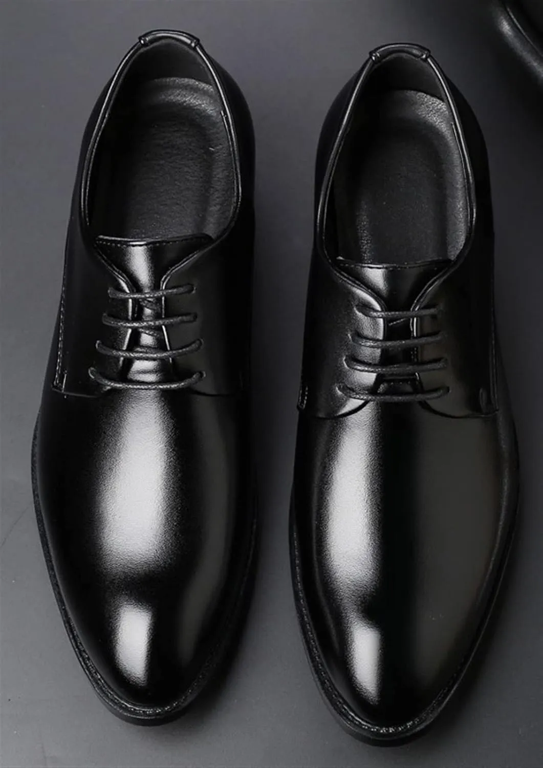 Oxford Shoes for Men Lace Up Round Toe Derby Shoes Vegan Leather Block Heel Non Slip Resistant Anti-Slip Rubber Sole Wedding Suitable for Many Occasions.