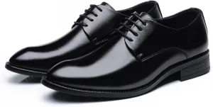 Oxford Shoes for Men Lace Up Round Toe Derby Shoes Vegan Leather Block Heel Non Slip Resistant Anti-Slip Rubber Sole Wedding Suitable for Many Occasions.