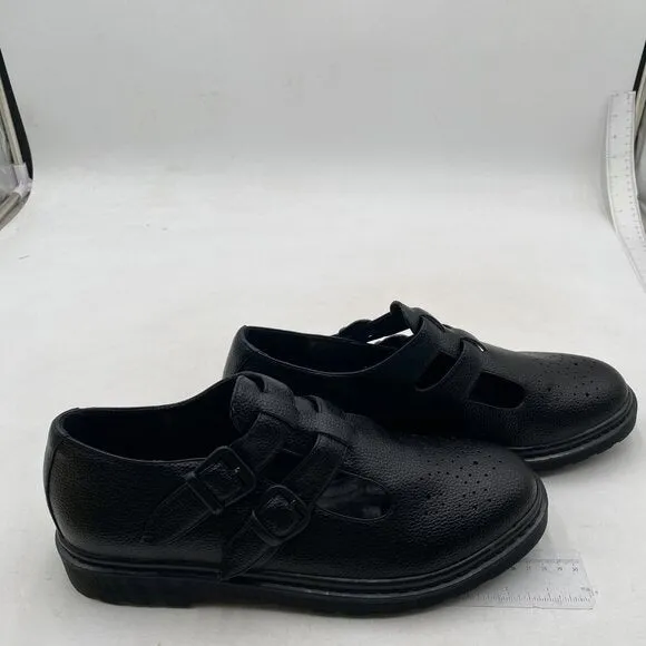 Oxford Shoes for Women Women's Oxford Shoe Round Toe Leather Flat Black Shoes