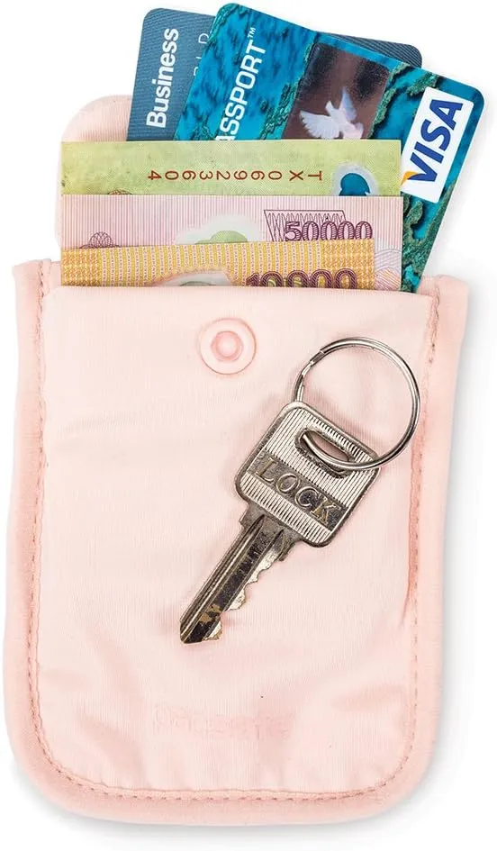 Pacsafe Coversafe S25 Hidden Undercover Travel Bra Pouch for Women (Washable) - Stash up to 6 Credit Cards plus Money and Key with Adjustable, Elastic Strap; Suitable for all Bra Sizes (Orchid Pink)