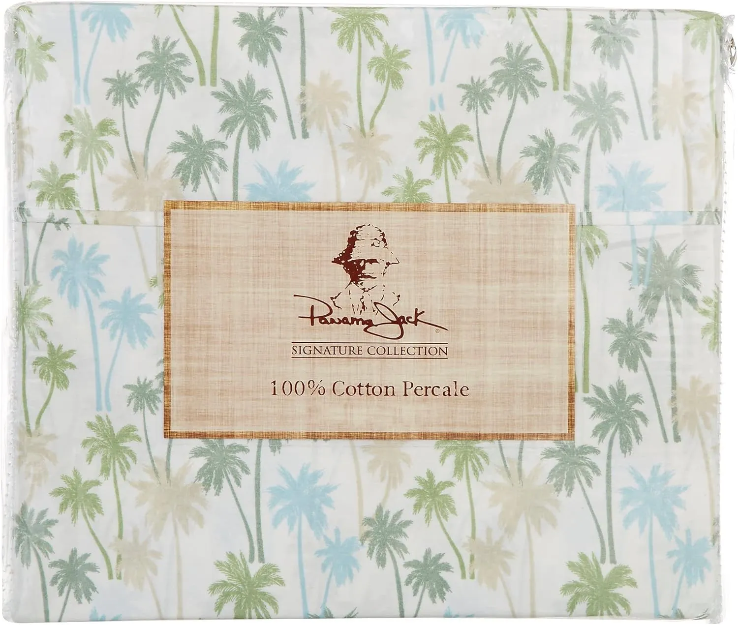 Panama Jack Palm Tree Cluster Sheet Set Full Green/Blue/White