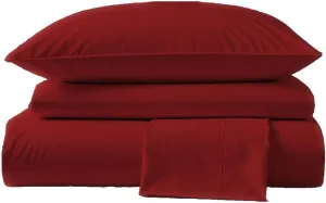 Peru Pima Bed Sheet Set – Twin Size, 3 Pieces, 100% Peruvian Pima Cotton, Percale, 415 Thread Count, Cooling, Breathable & Soft, Hotel-Quality Bedding, Burgundy