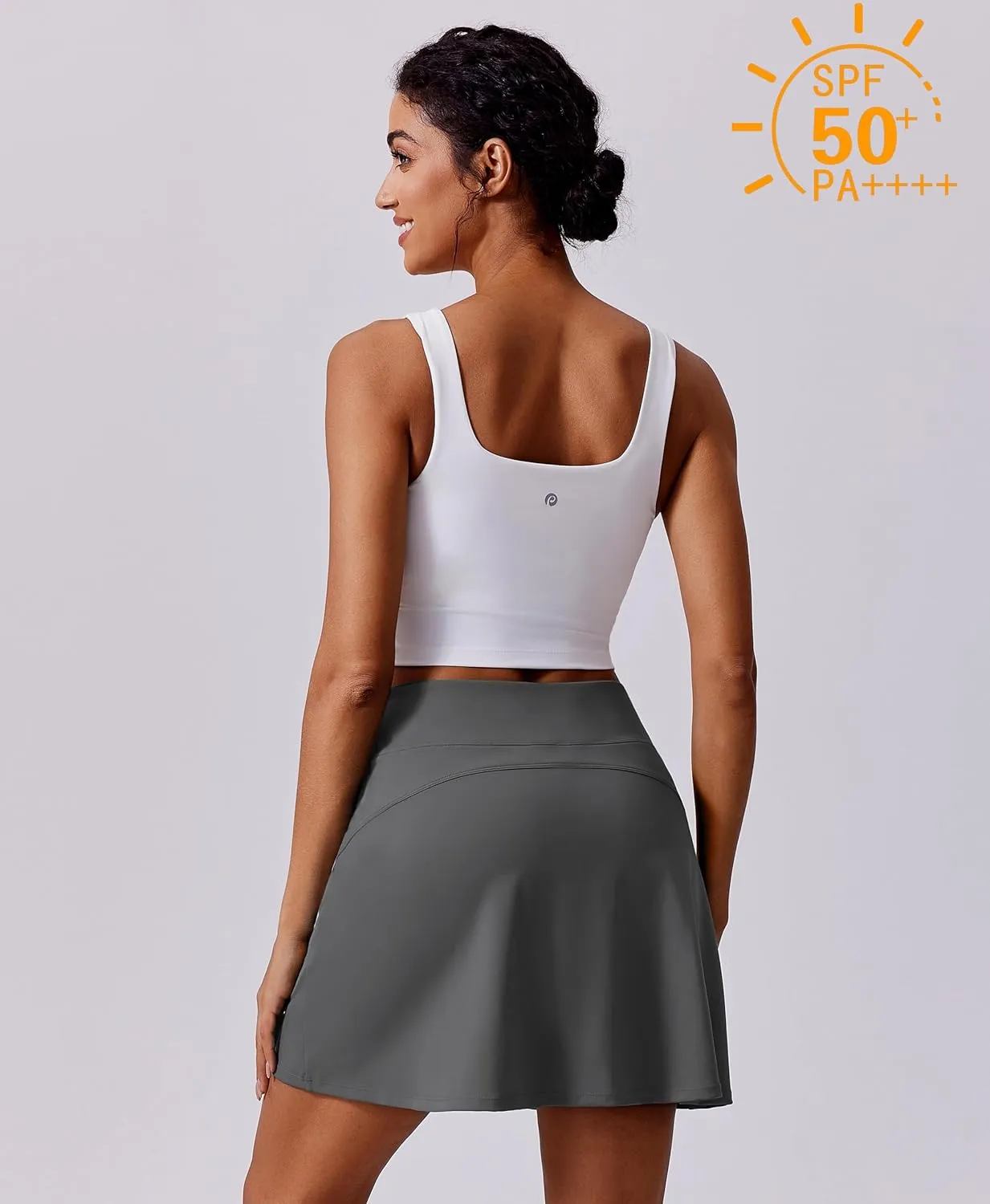 PINSPARK 18" Golf Skorts for Woman High Waisted Tennis Skirt UPF 50  Athletic Skort Skirts with 4 Pockets Workout Pickleball