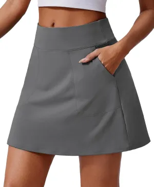 PINSPARK 18" Golf Skorts for Woman High Waisted Tennis Skirt UPF 50  Athletic Skort Skirts with 4 Pockets Workout Pickleball